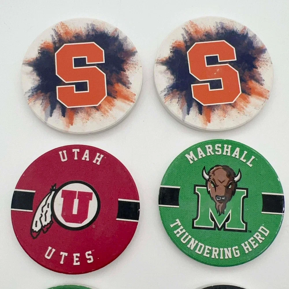 NCAA College Team‎ Car Coasters Lot 8pc Ceramic Absorbent Oregon Syracuse Utah